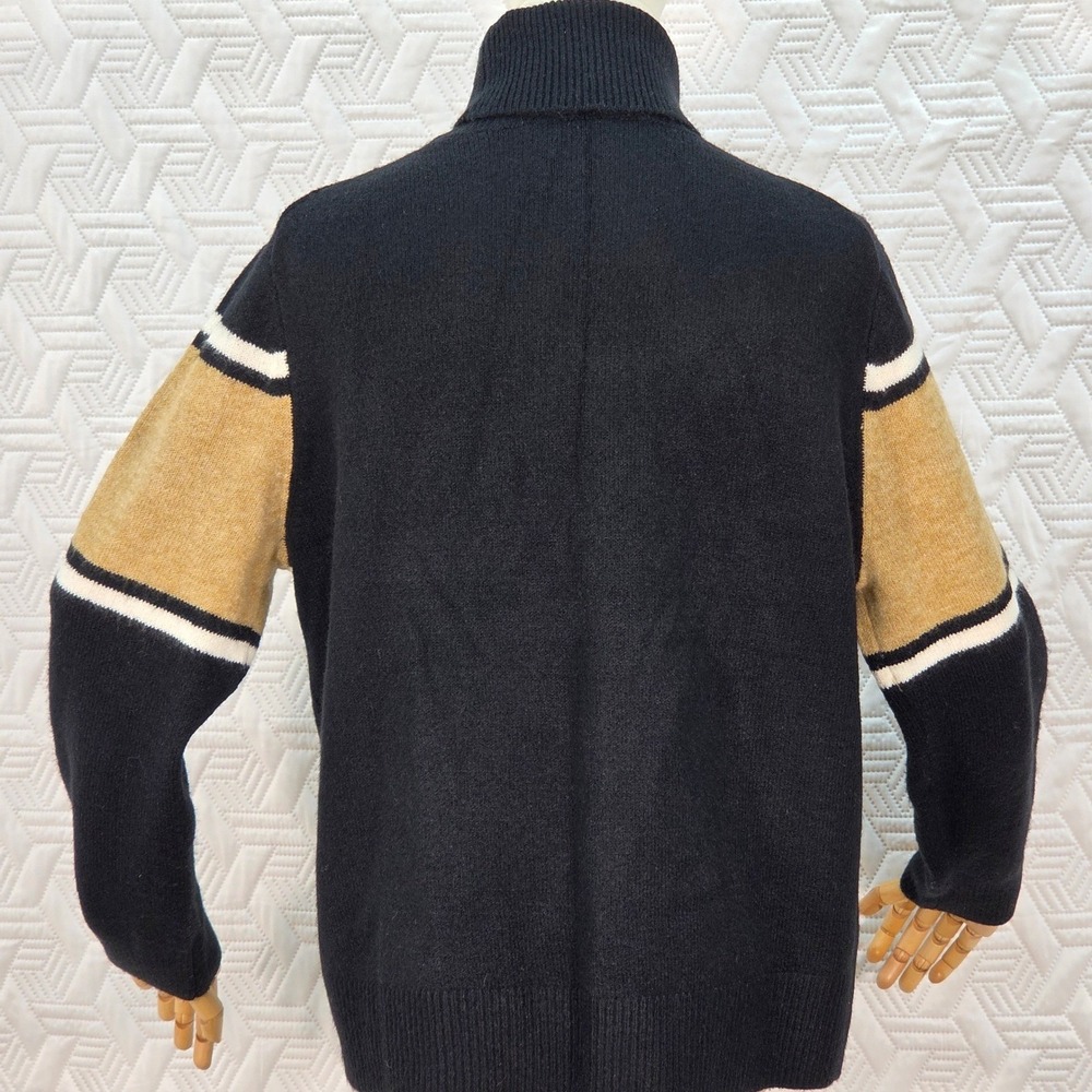 CeCe Sweater SKI Womens Graphic Turtleneck Black gold White snowy winter slope M - Picture 5 of 7